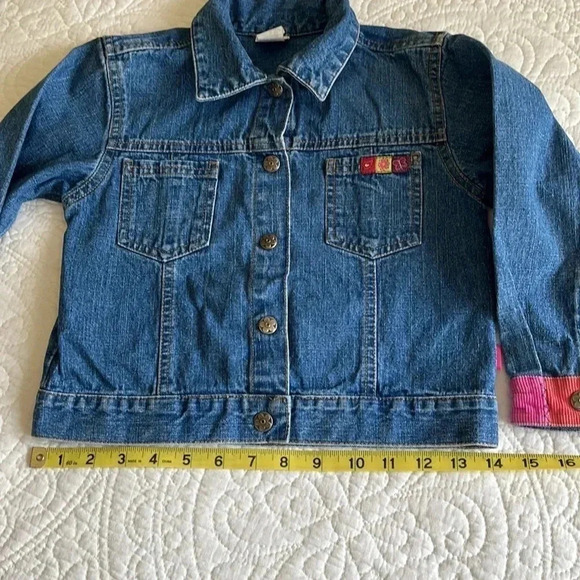 Floral Embroidered Girl’s Jeans  Denim Snap Jacket + Cotton Dress Size 6 Set - Picture 8 of 16